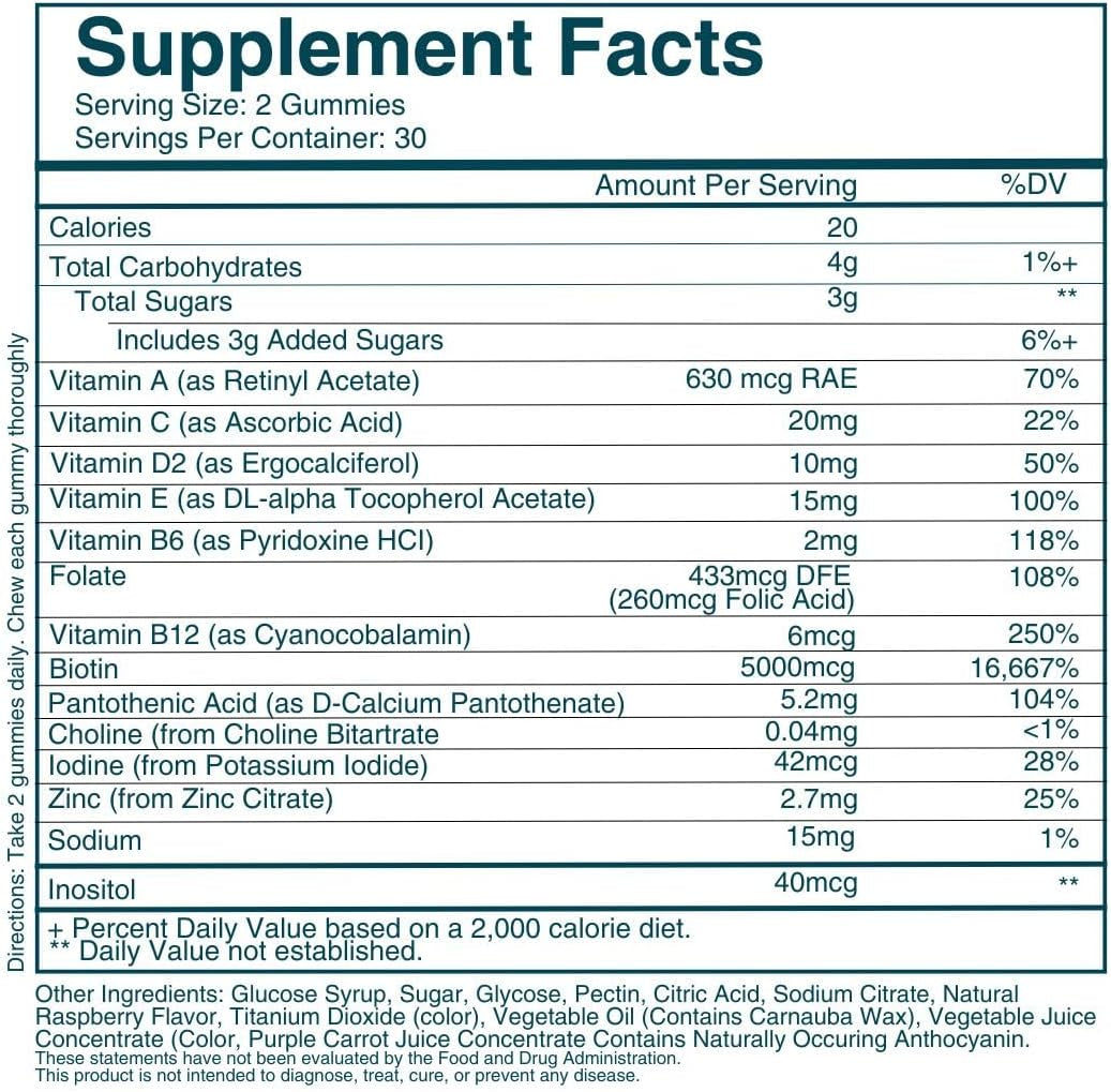 Hair Skin and Nails Gummies - Supports Healthy Hair - Vegan Biotin Vitamins for Women & Men Supports Faster Hair Growth, Stronger Nails, Healthy Skin, Extra Strength (1)